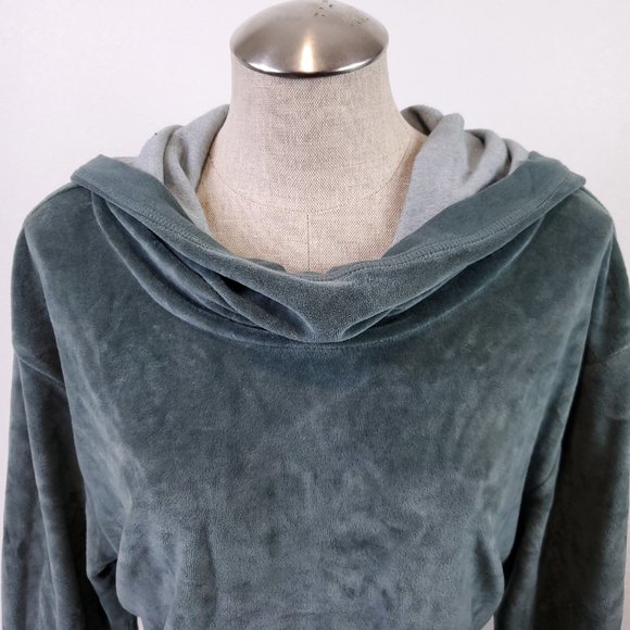 Z by Zella Grey Green Pullover Velour Hoodie - Picture 2 of 5